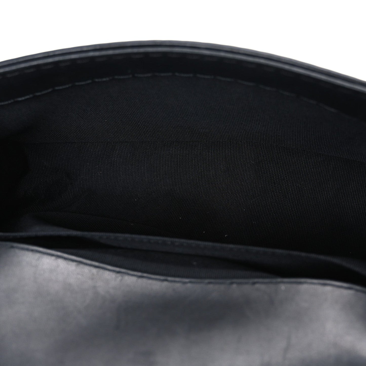 Calfskin Double Stitch Small Boy Flap Black