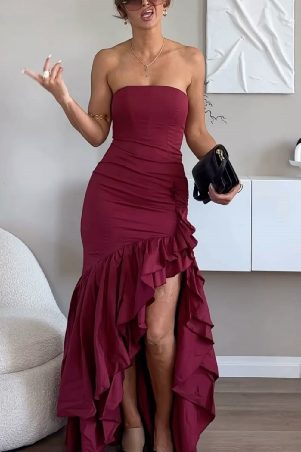 formaldressy-Blue/Wine Red/Yellow/Purple Long Chiffon Ruffle Prom Dress Graduation Dress gh5929