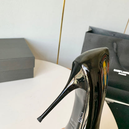 SL TRIANGLE BASIC HIGH HEELS BLACK CALFSKIN