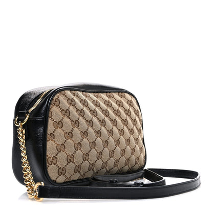 Monogram Matelasse Diagonal Small GG Marmont Chain Shoulder Bag Beige Black
