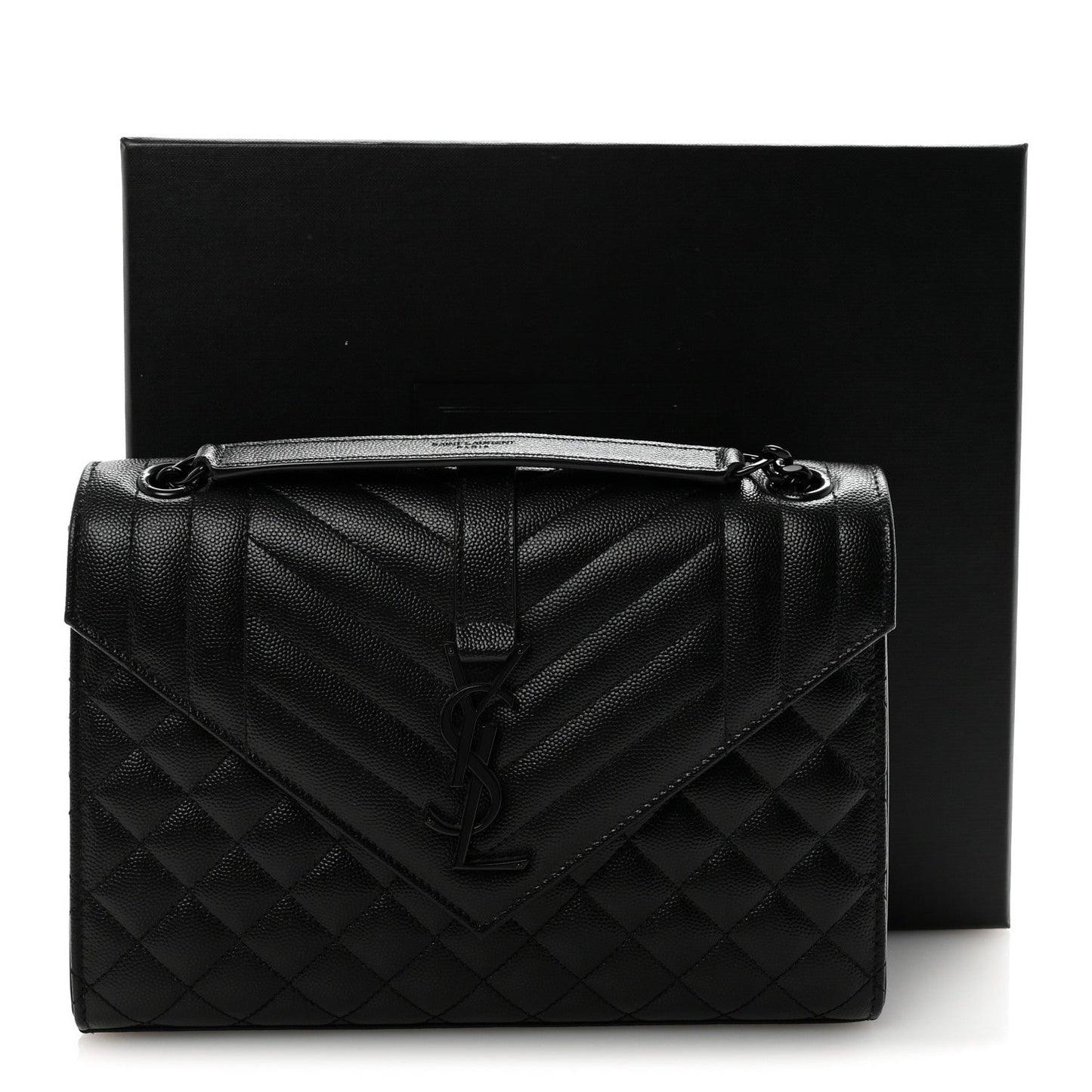 Grain De Poudre Textured Mixed Matelasse Triquilt Medium Monogram Monochrome Satchel Black