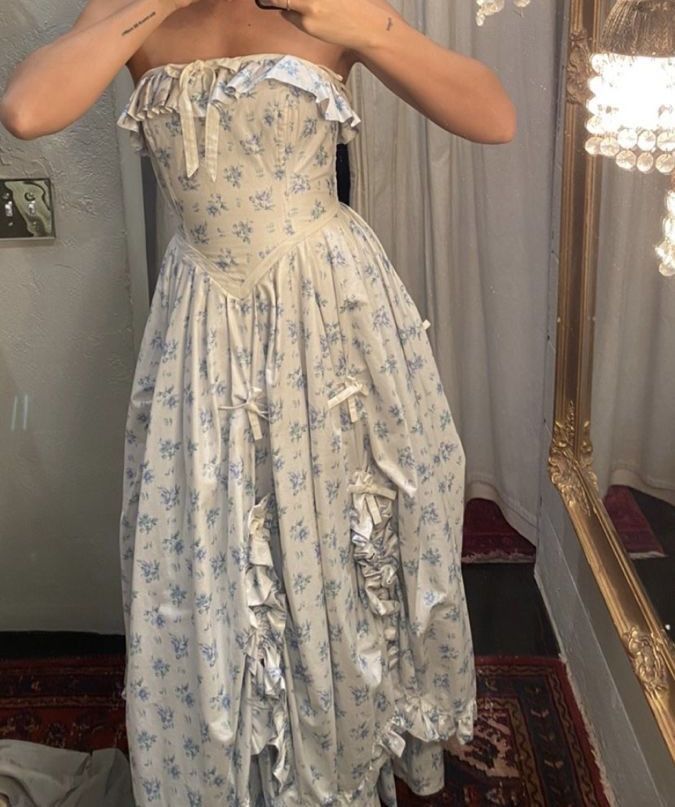 formaldressy--Blue floral elegant long chiffon homecoming dress for women girls garden party dress gh5716