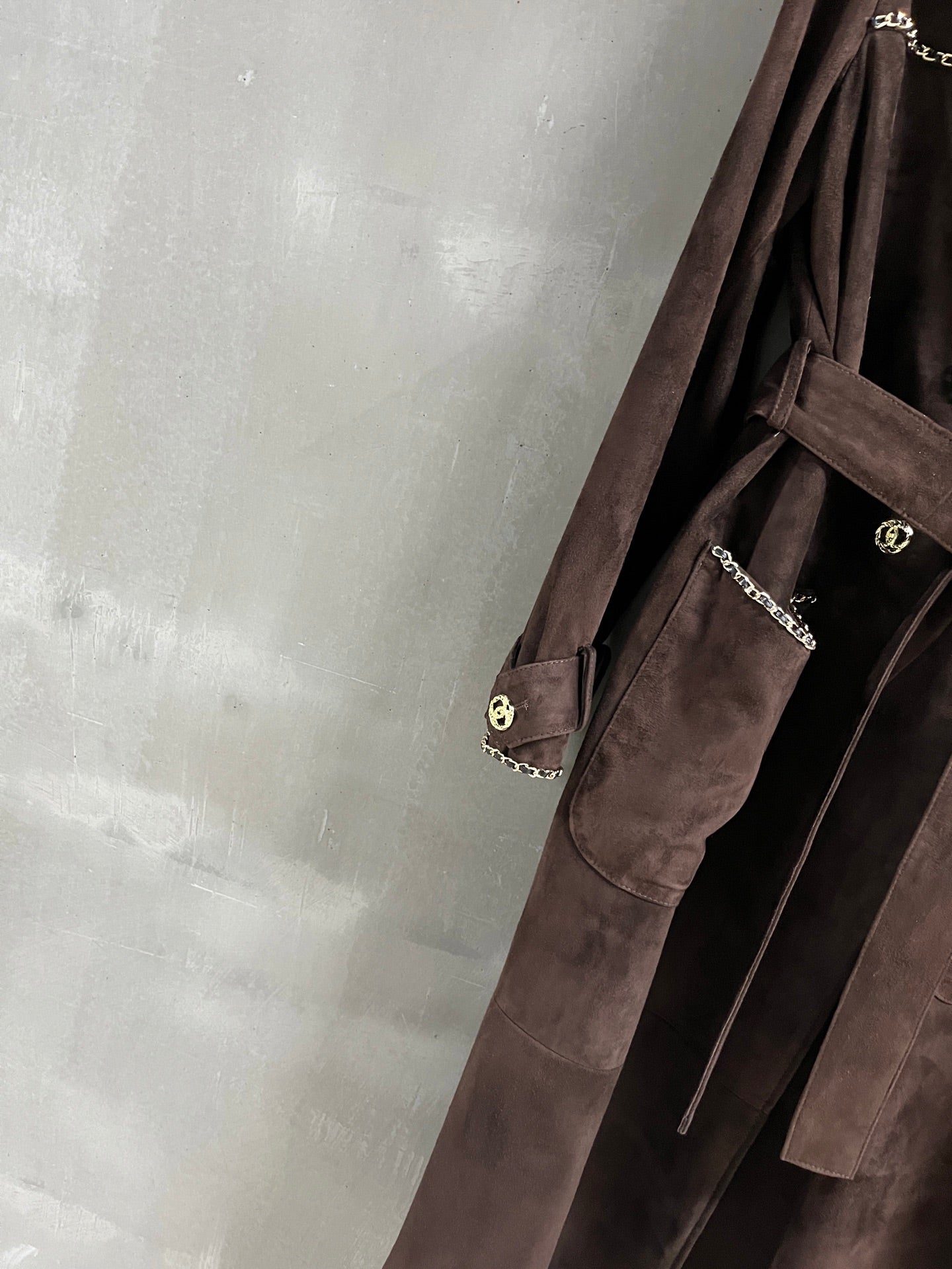 CC 25 Chain Trench Coat Blend Chocolate Brown Cashmere