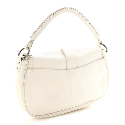Calfskin Braided Gaucho Double Saddle Bag White