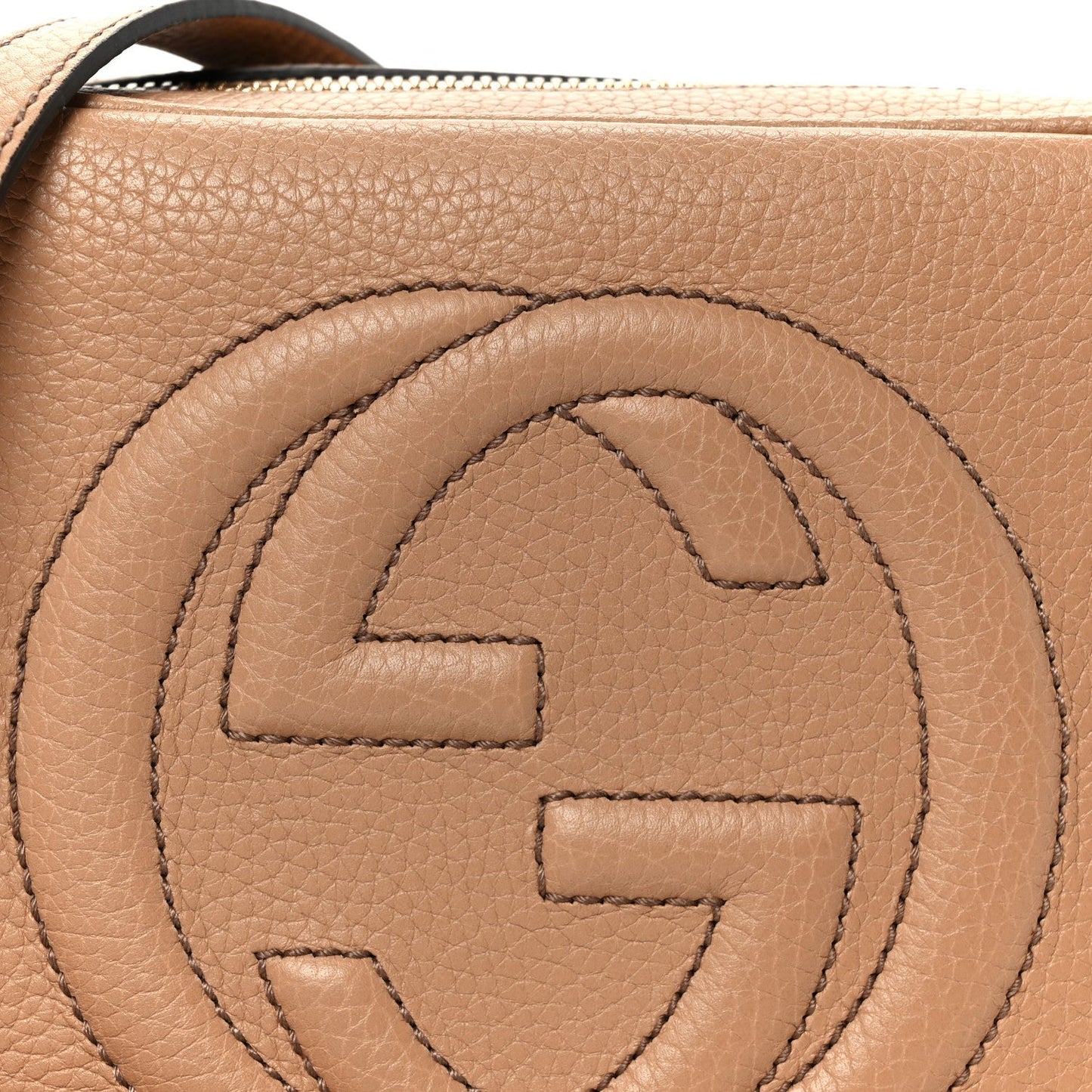 Pebbled Calfskin Small Soho Disco Bag Camelia