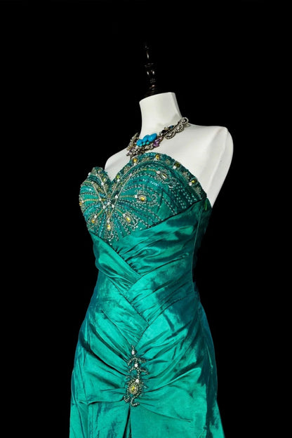 formaldressy-Beaded dress, green dress, formal evening gown, long dress gh6141