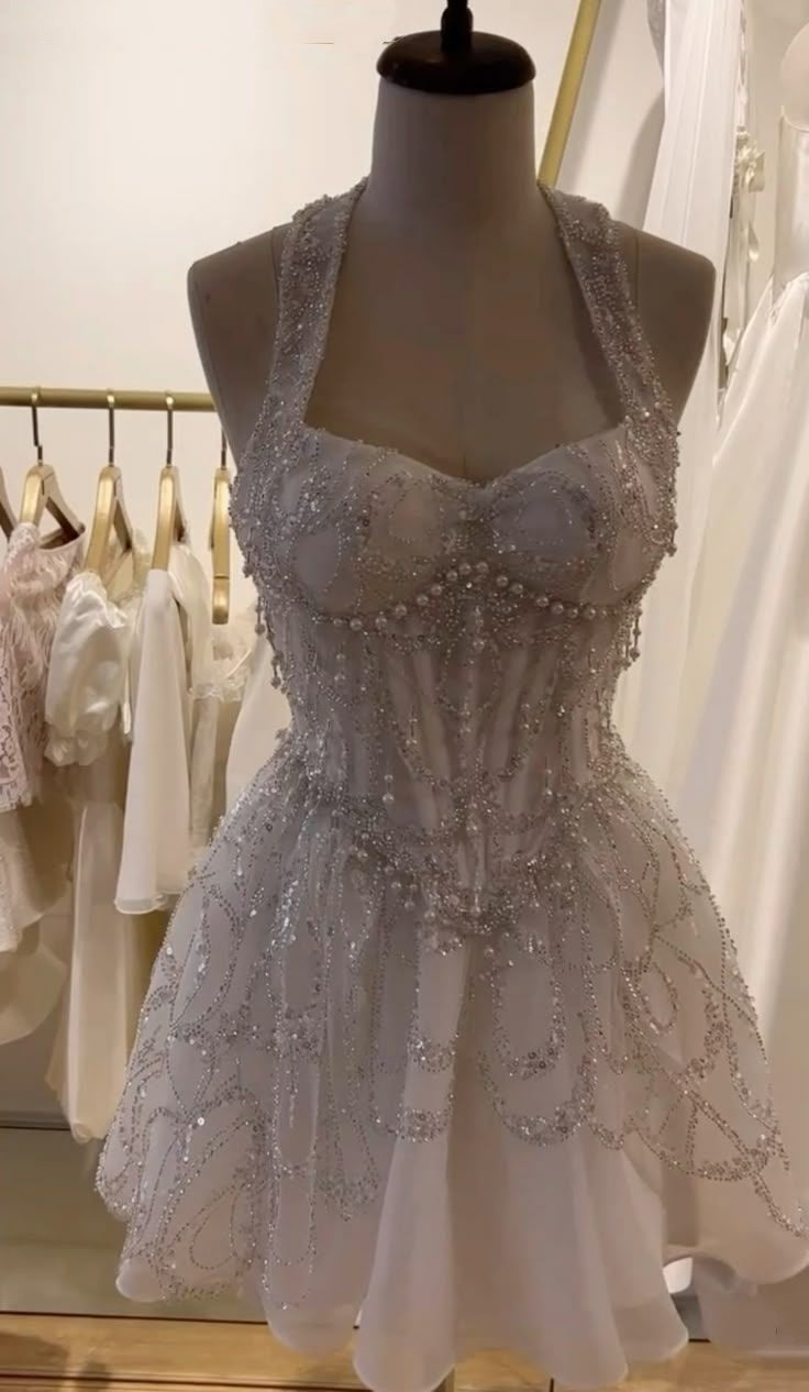 formaldressy-White gorgeous beaded short tulle homecoming dress birthday party dress gh5327