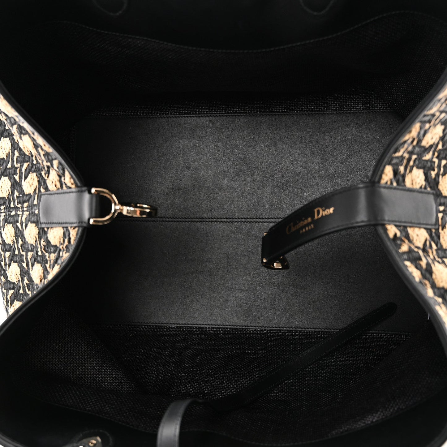 Raffia Calfskin Cannage Large Toujours Black Beige
