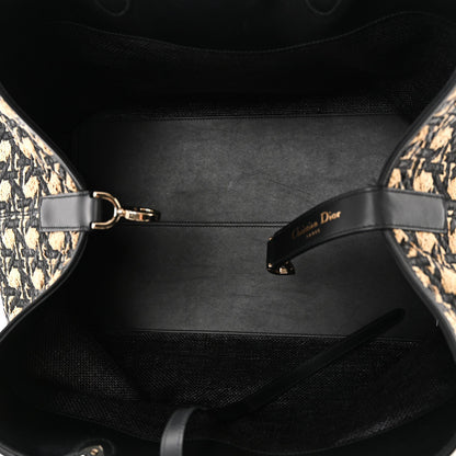 Raffia Calfskin Cannage Large Toujours Black Beige