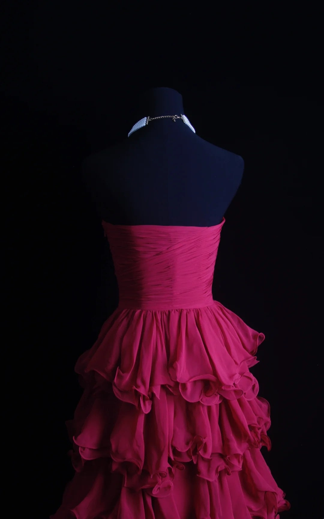 formaldressy-Fuchsia Chiffon Sleeveless Floor-Length Tiered Ruffled Evening Gown gh6304