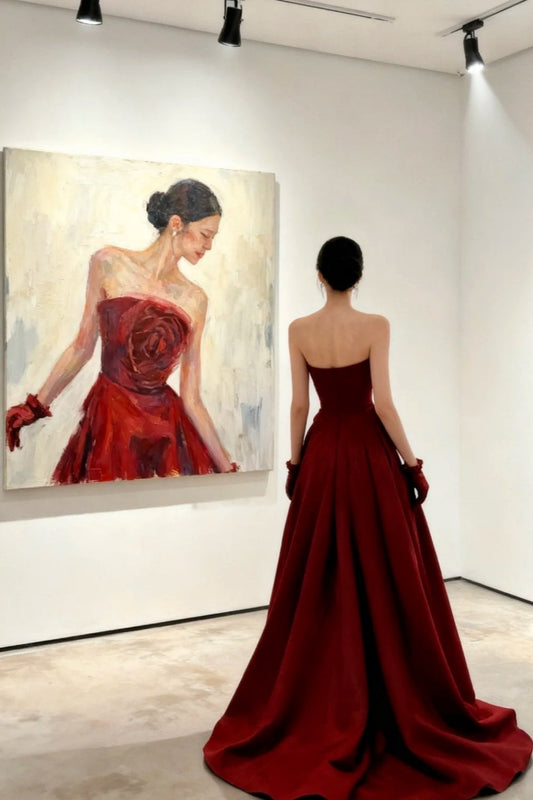 formaldressy- Red Long Sleeve Off-The-Shoulder Bodycon Satin Floor-Length Ball Gown Prom Dress gh5962