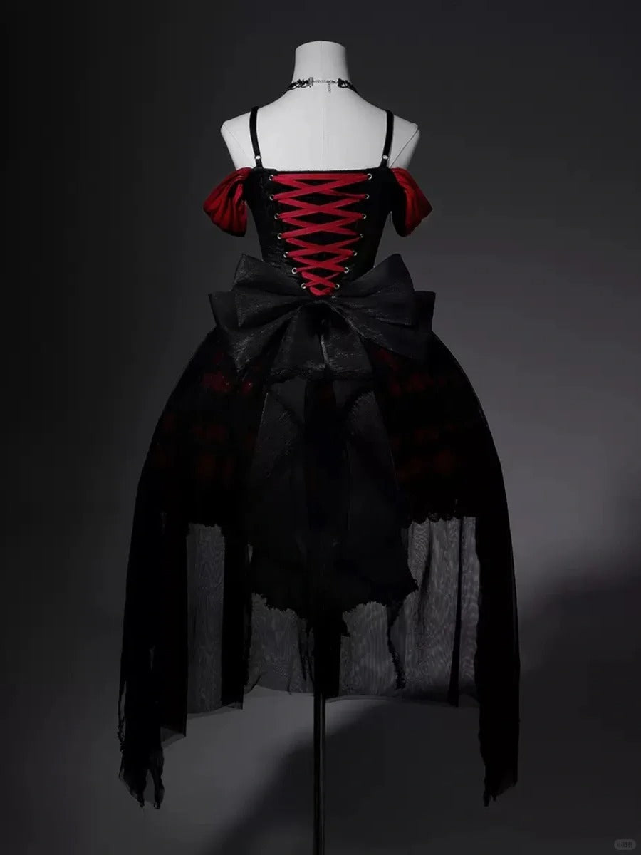 formaldressy-Black red beaded tulle lace short homecoming dress birthday dress gh5347