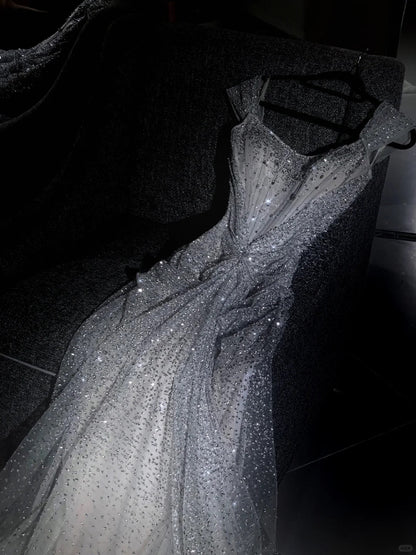 formaldressy--White gorgeous exquisite beaded long princess tulle prom dress ball gown gh5694