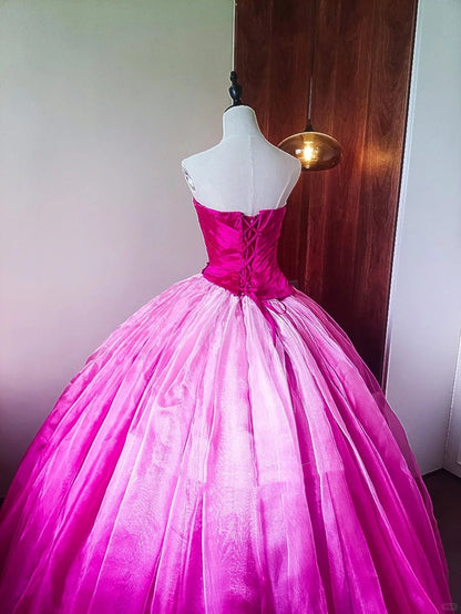 formaldressy-Pink Fashion Beaded Ombre Long Tulle Floor-Length Ball Gown gh5301