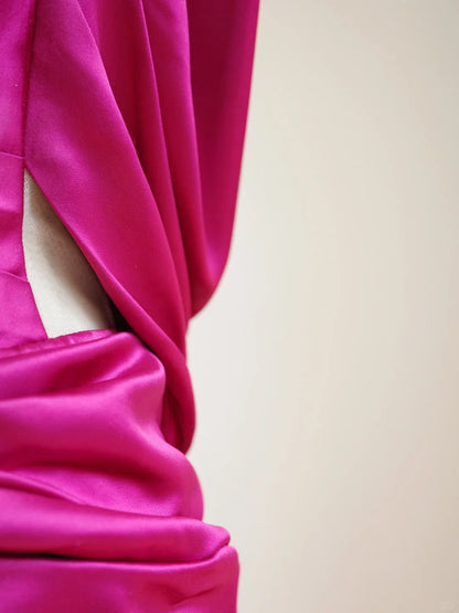 formaldressy-Dark pink stylish and elegant long satin Prom dress evening dress gh5065