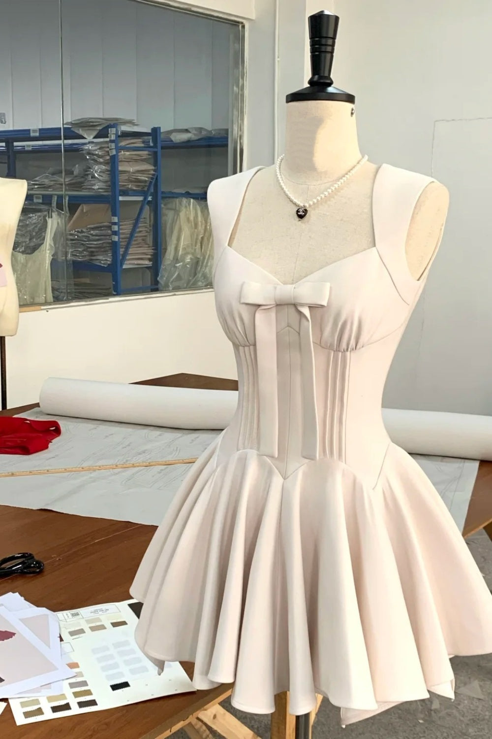 formaldressy-White simple homecoming dress satin gh5740