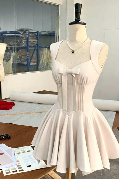 formaldressy-White simple homecoming dress satin gh5740