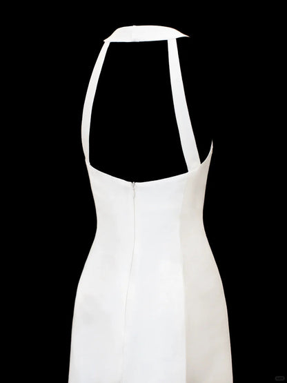 formaldressy-White exquisite and elegant fairy girl short satin homecoming dress birthday dress gh5374