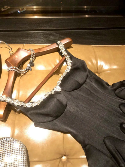 formaldressy-Black short satin princess homecoming dress birthday party dress eighth grade dress gh5298