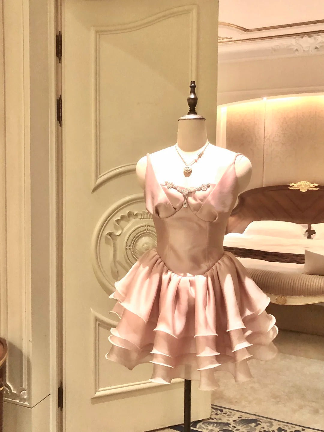 formaldressy-Pink short satin tulle homecoming dress birthday party dress eighth grade dress gh5293