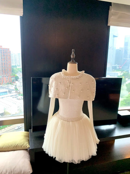 formaldressy-White short chiffon princess homecoming dress birthday party dress eighth grade dress French little princess ballet skirt gh5296