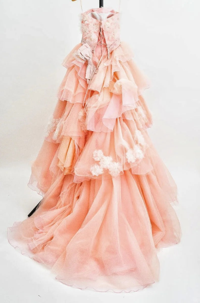formaldressy-Blue/Pink Floral Fashion Gorgeous Elegant Long Tiered Tulle Ball Gown gh5323