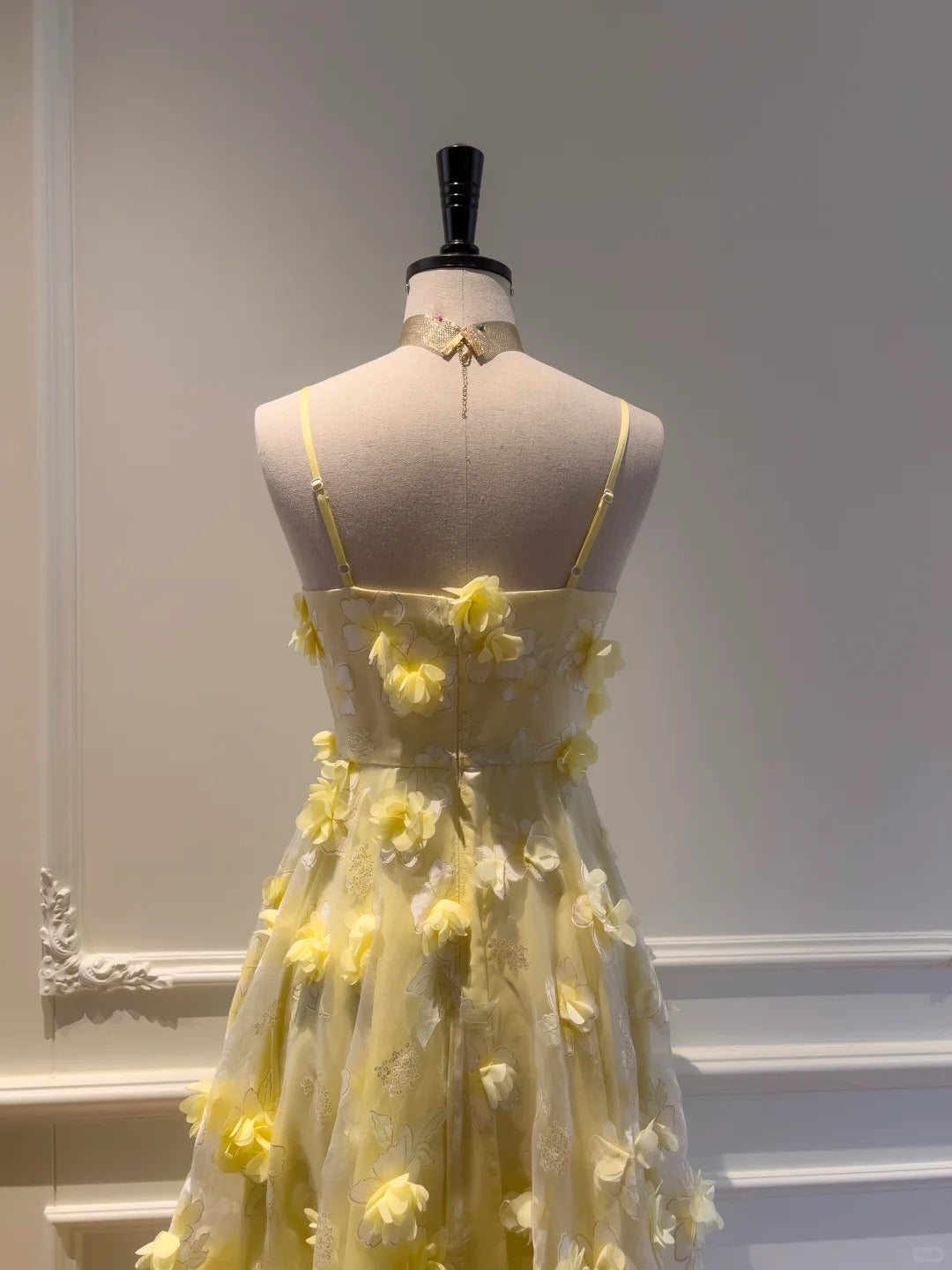 formaldressy--Yellow floral long chiffon prom dress gh5579