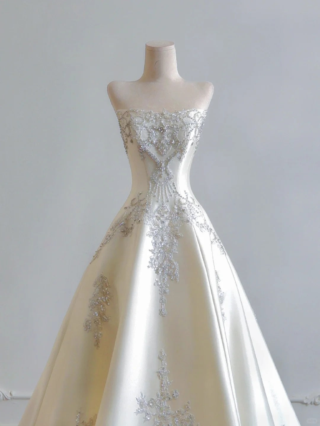 formaldressy--White exquisite beaded long satin prom wedding dress gh5482