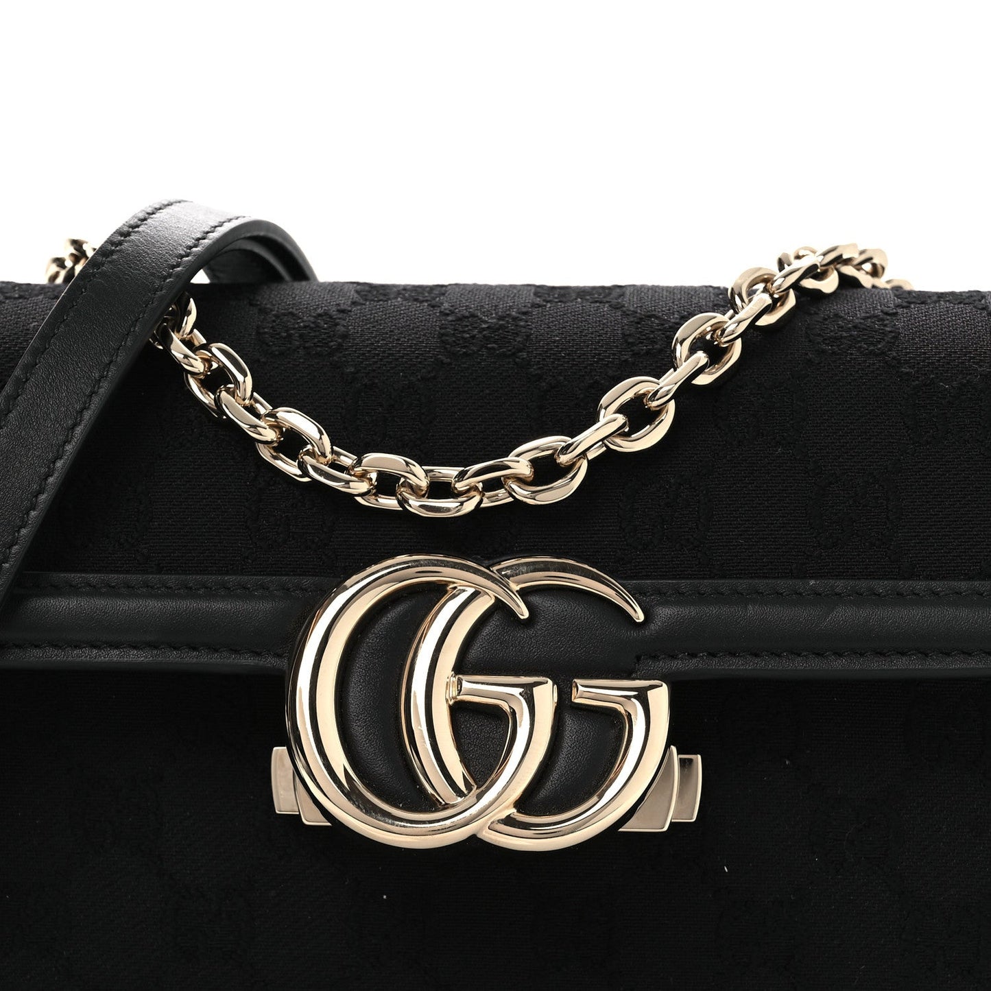 Crepe Wool Silk GG Monogram Go Small Shoulder Bag Black