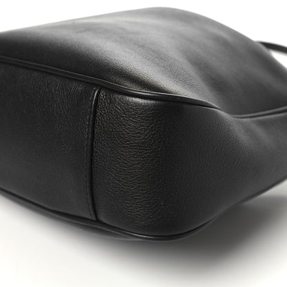 Softy Wonka Textured Dollar Calfskin Medium Diana Shoulder Bag Black