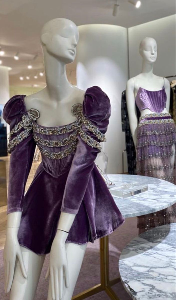 formaldressy-Purple long-sleeved velvet retro shiny sweet short homecoming dress birthday dress gh5340