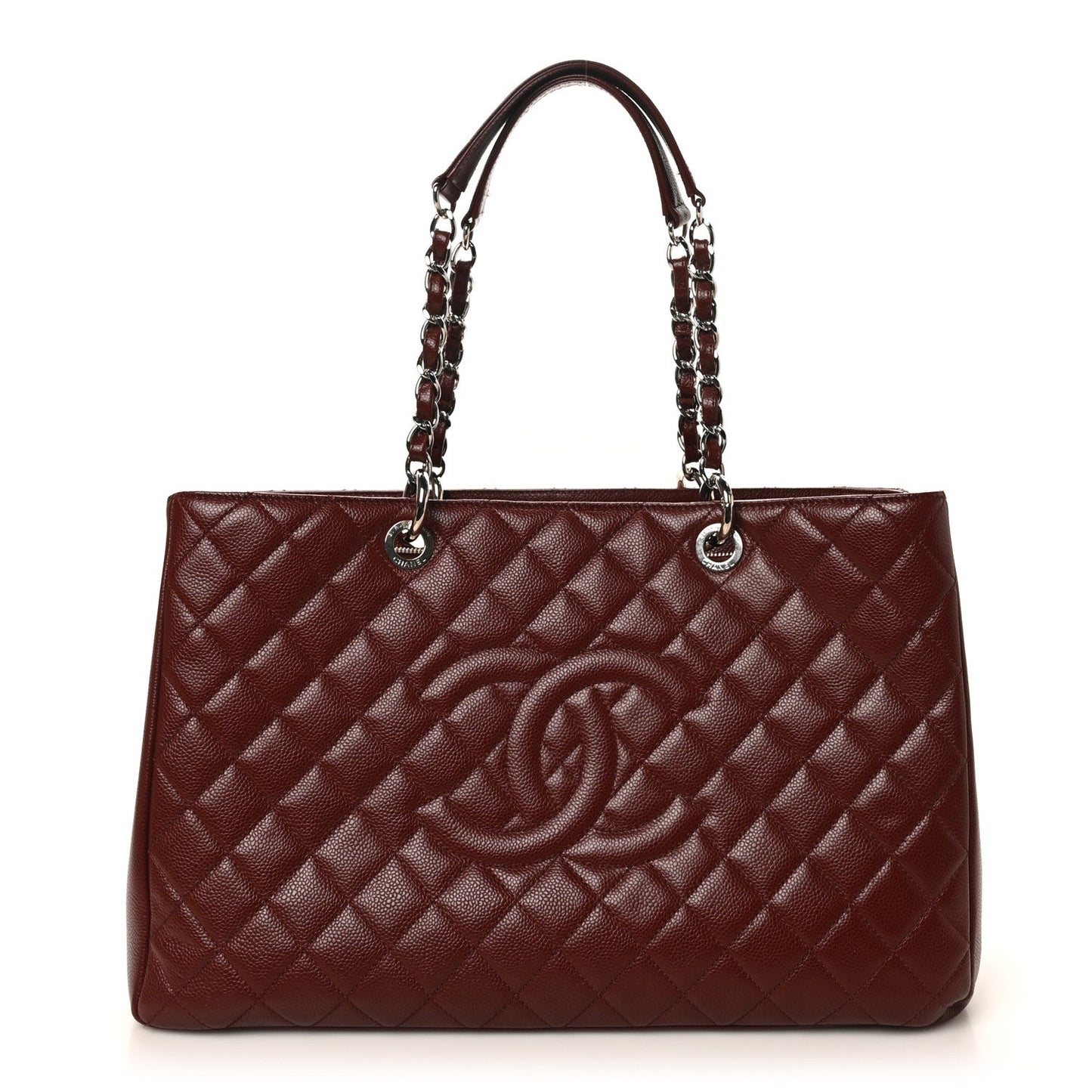 Caviar Quilted XL Grand Shopping Tote GST Dark Burgundy
