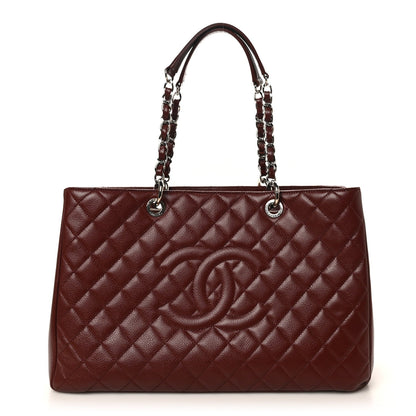 Caviar Quilted XL Grand Shopping Tote GST Dark Burgundy