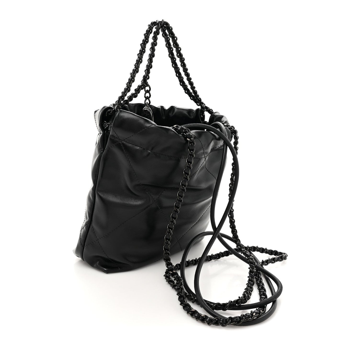 Shiny Calfskin Quilted Mini Chanel 22 So Black