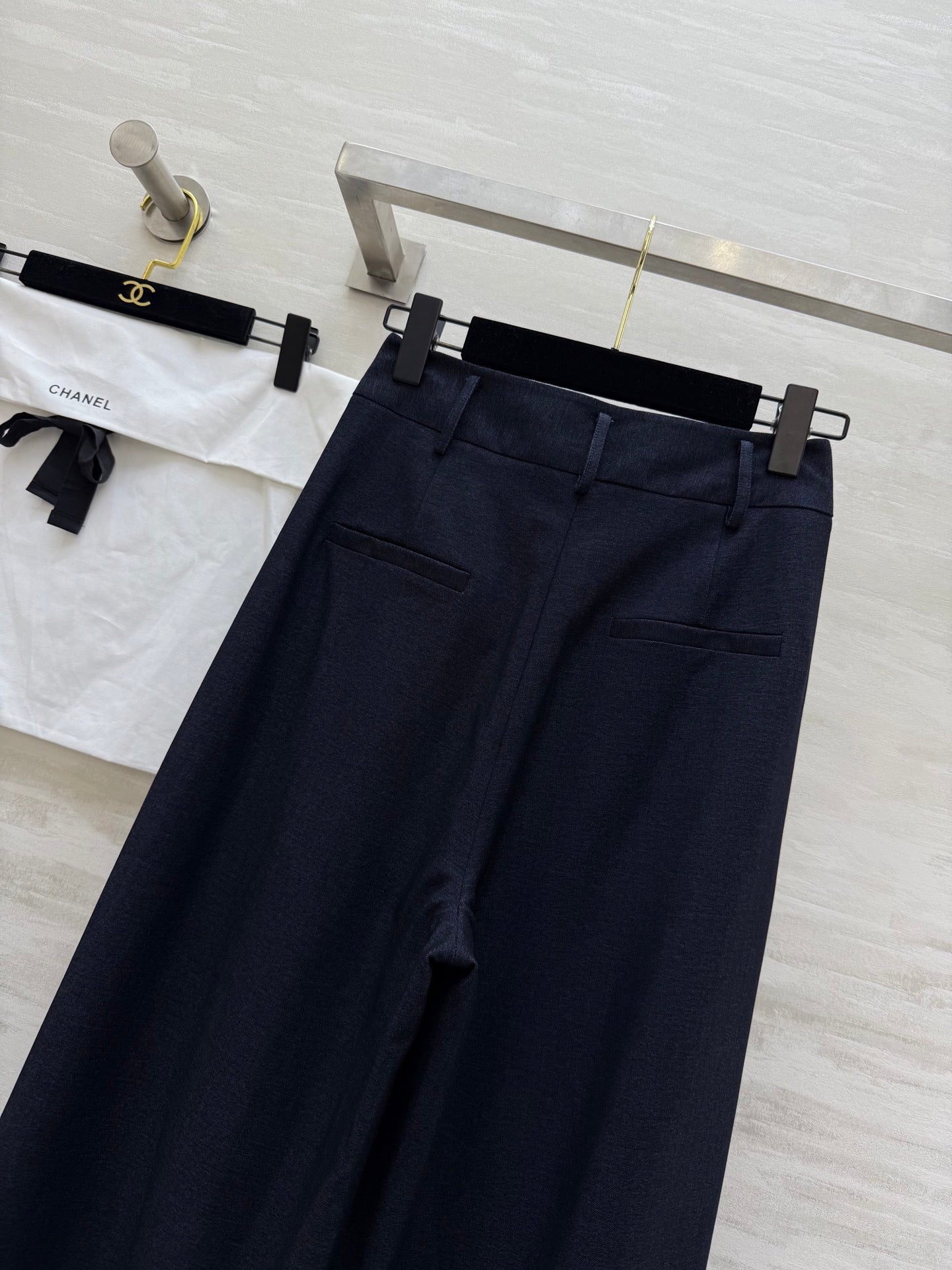CC Straight-Leg Wide-Leg Trousers Black Cotton 346625