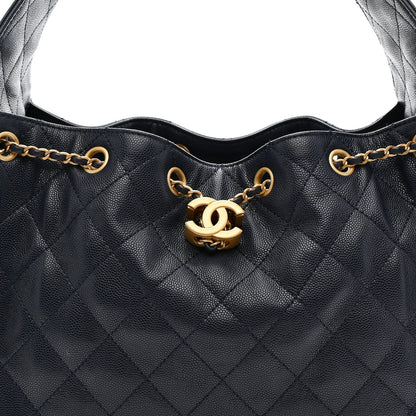 Caviar Quilted Small Chanel 25 Handbag Dark Navy