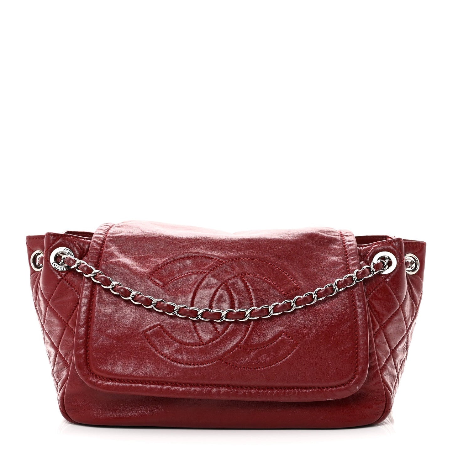 Lambskin Medium Rock and Chain Flap Red