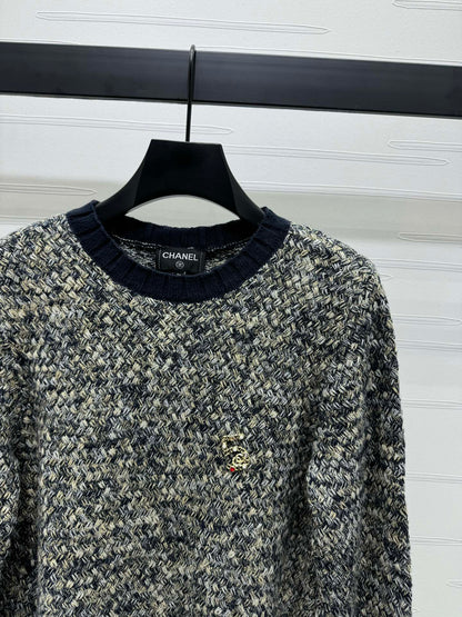 CC 25 Contrast Color Sweater 5 Brooch Gray Wool 305409