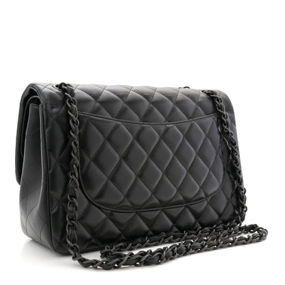 Lambskin Quilted Jumbo Double Flap So Black