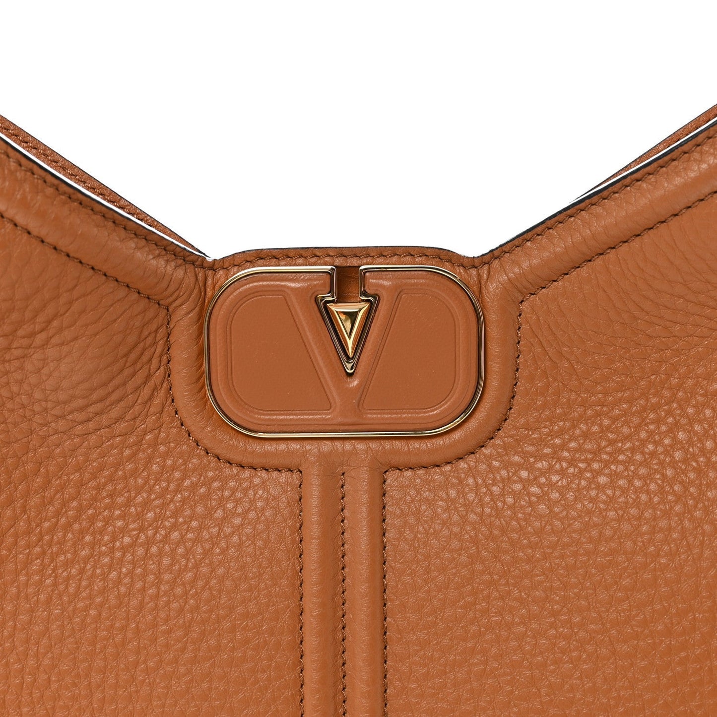 Grainy Calfskin Vertical Hobo Bag Almond Beige