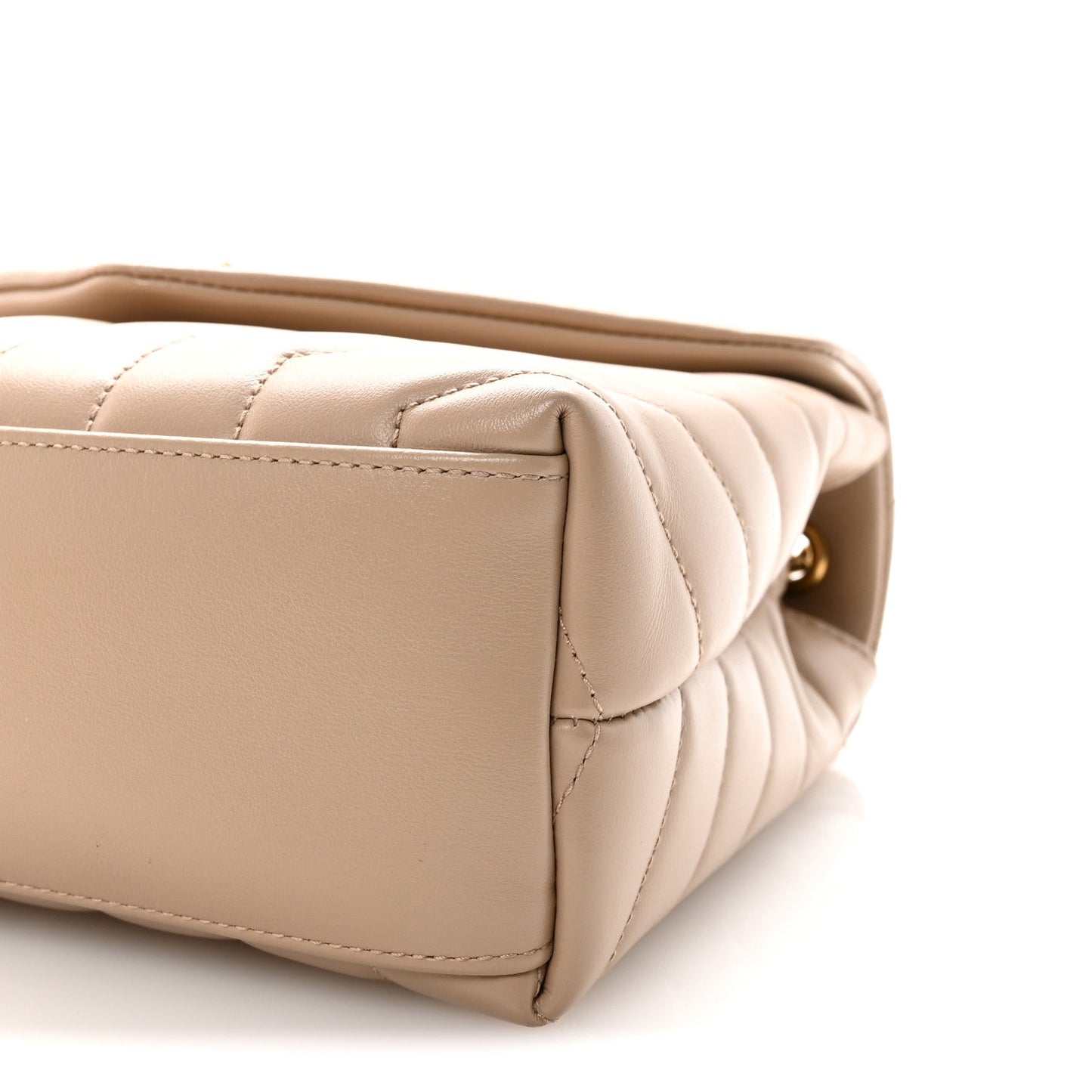 Calfskin Y Quilted Monogram Small Loulou Chain Satchel Dark Beige