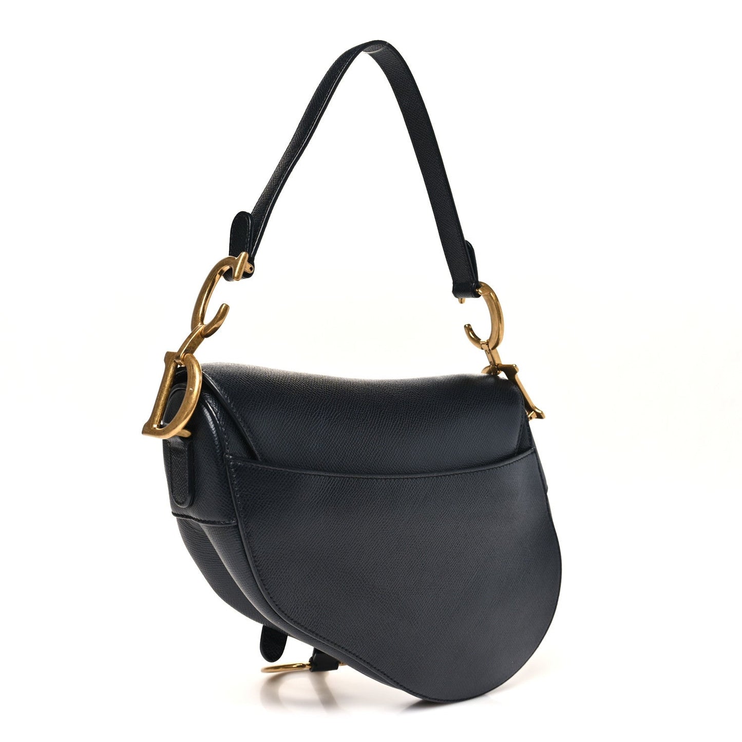 Grained Calfskin Saddle Bag Black