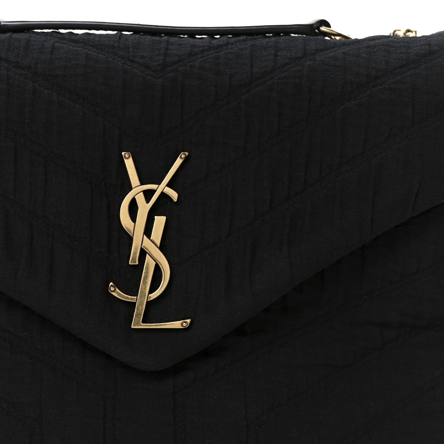 Fabric Y Quilted Monogram Small Loulou Chain Satchel Black