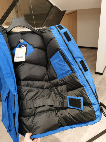 Canada Goose Children Parka Jacket Blue Fox Fur Polyester Cotton