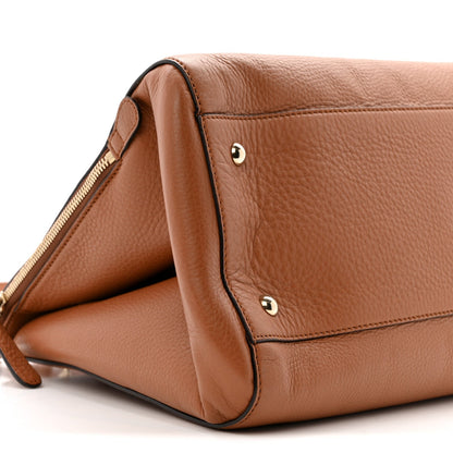 Calfskin Large Label Tote Brown