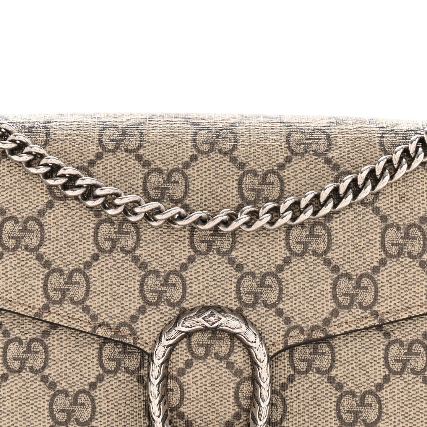 GG Supreme Monogram Mini Dionysus Chain Wallet Beige Taupe