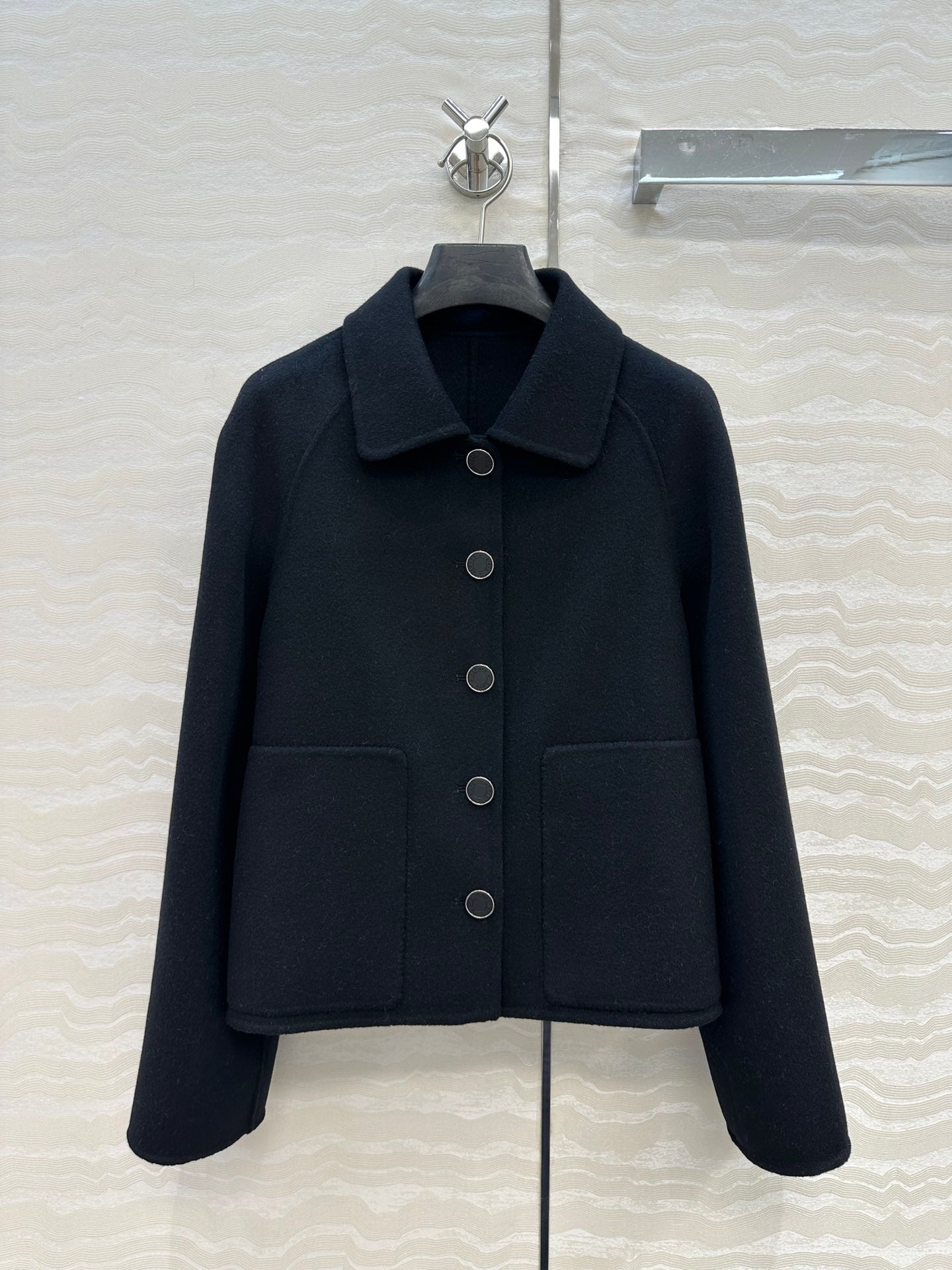 HM Coat Black Wool and Cashmere 304566