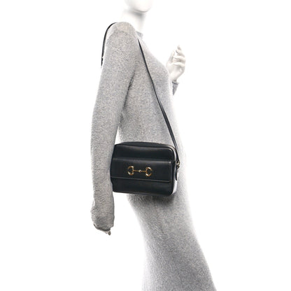Textured Calfskin Small Horsebit 1955 Shoulder Bag Black