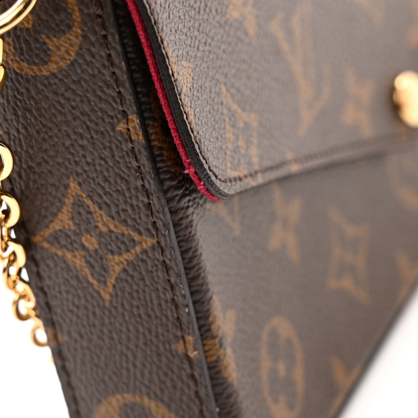 Monogram Pochette Felicie Chain Wallet Fuchsia