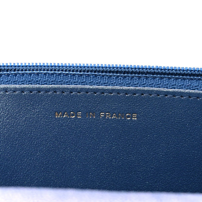 Iridescent Caviar Quilted Wallet on Chain WOC Dark Blue
